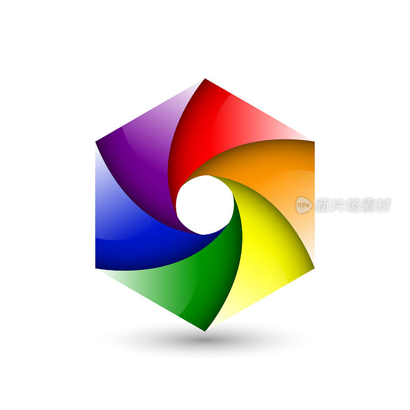 Abstract colorful pride logo icon design hexagon spiral